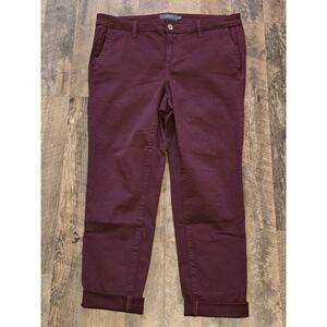Torrid Jeans Womens 12 Wine Burgundy Skinny Crop Ankle Aviator Utility Twill